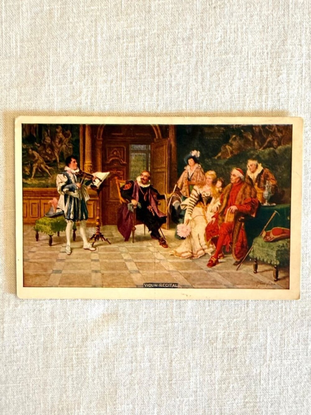 Antique Postcard Violin Recital Frangiamore Classical Music Art Unused